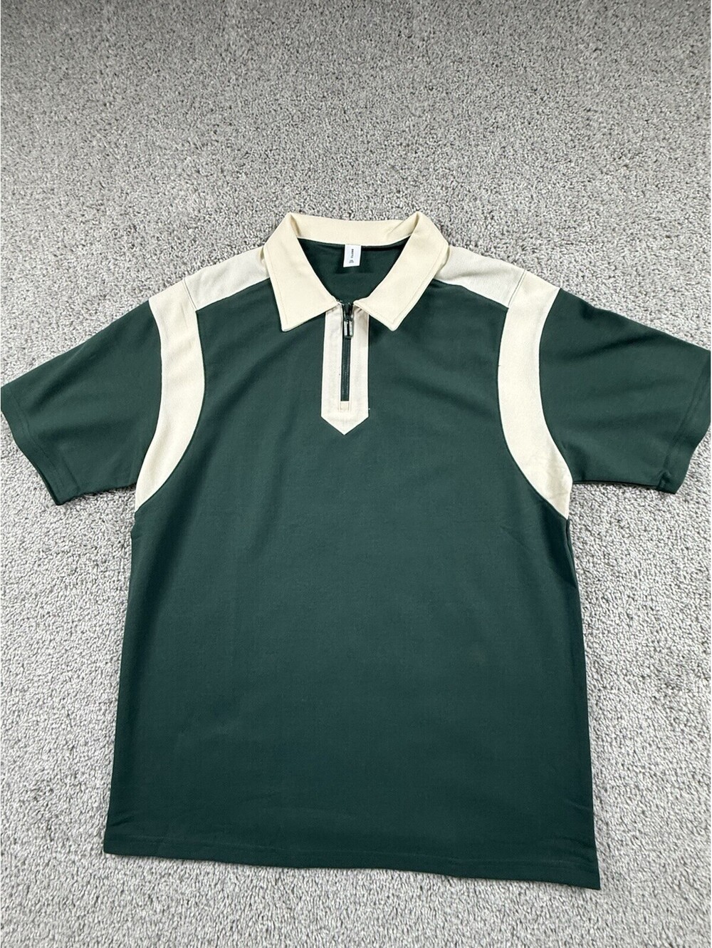 Men’s 1/4 Zip Golf Polo Size 2XL Green and Ivory NWOT
